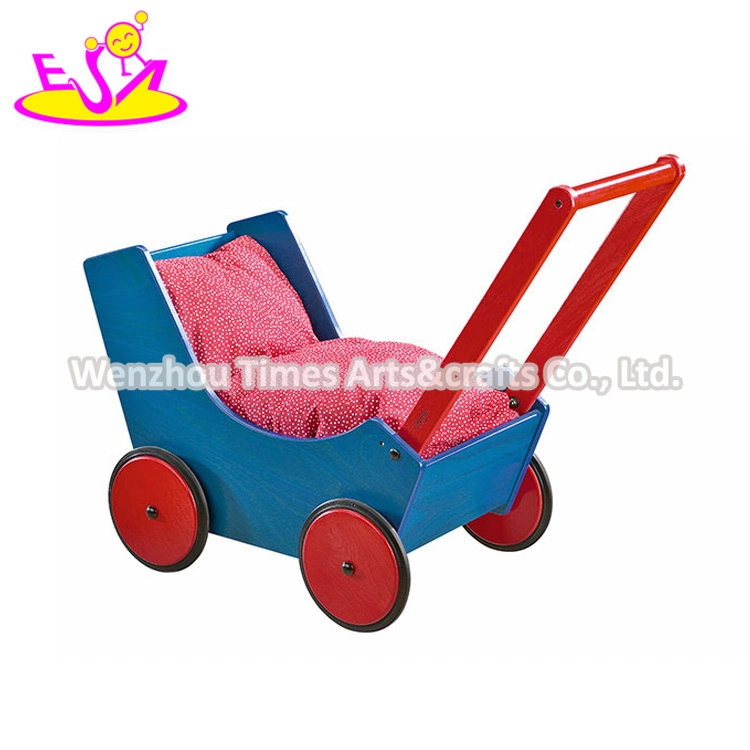 New Design Blue Wooden Baby Stroller Toy for Push Along W16e137c