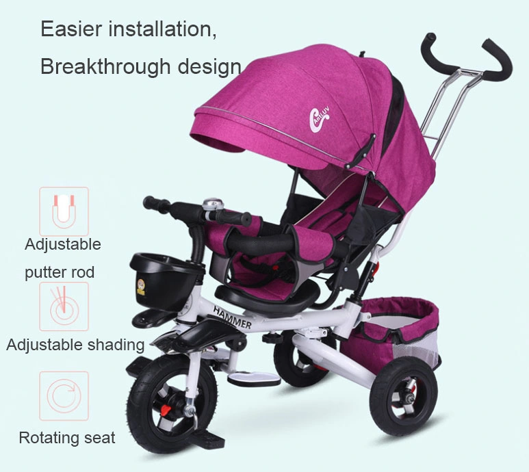 Baby Three-Wheeled and Foldable Tricycle with Handle Toddler