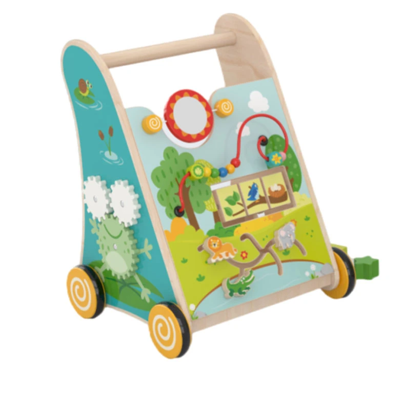 Kids Toys Wooden Push and Pull Learning Walker Kids Activity Toy Multiple Activities Center Baby Toys